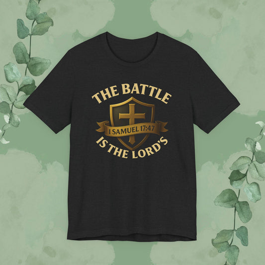 The Battle Is the Lord’s – 1 Samuel 17:47 Christian T-Shirt | Bold Faith Armor Tee | True Vine Design