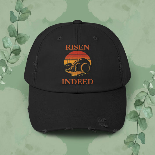 Risen Indeed – Vintage-Style Distressed Christian Cap