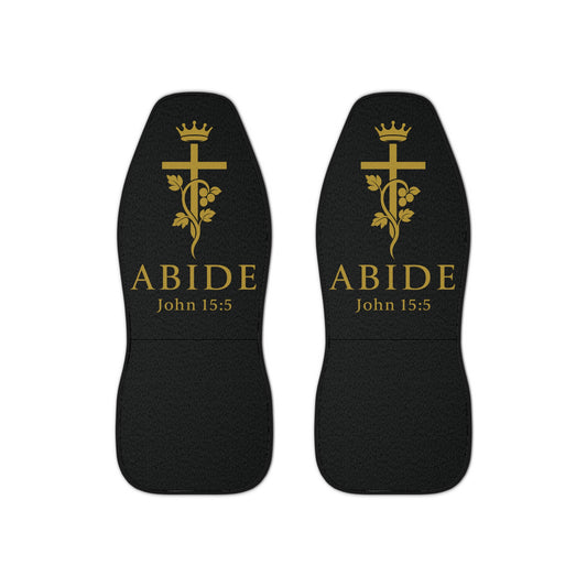 Abide – John 15:5 Car Seat Covers – Christian Vine & Cross Design (Set of 2)