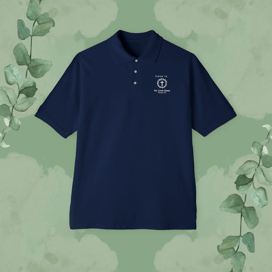 Love Is As Love Does – Christian Left-Chest Print Design Polo Shirt