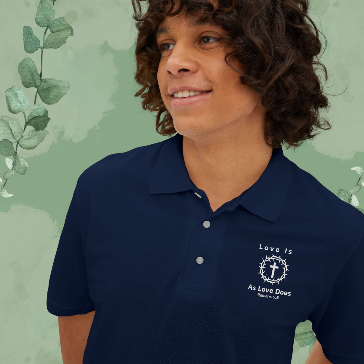 Love Is As Love Does – Christian Left-Chest Print Design Polo Shirt