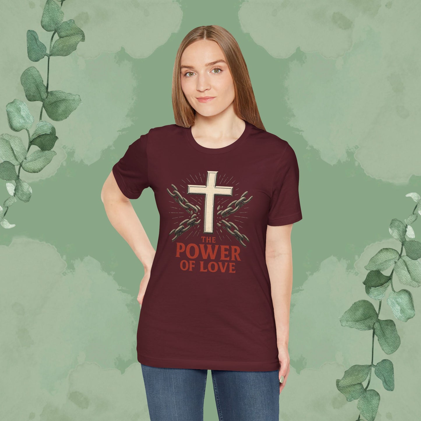 The Power of Love Christian T-Shirt | Cross and Chains Gospel Tee | True Vine Design