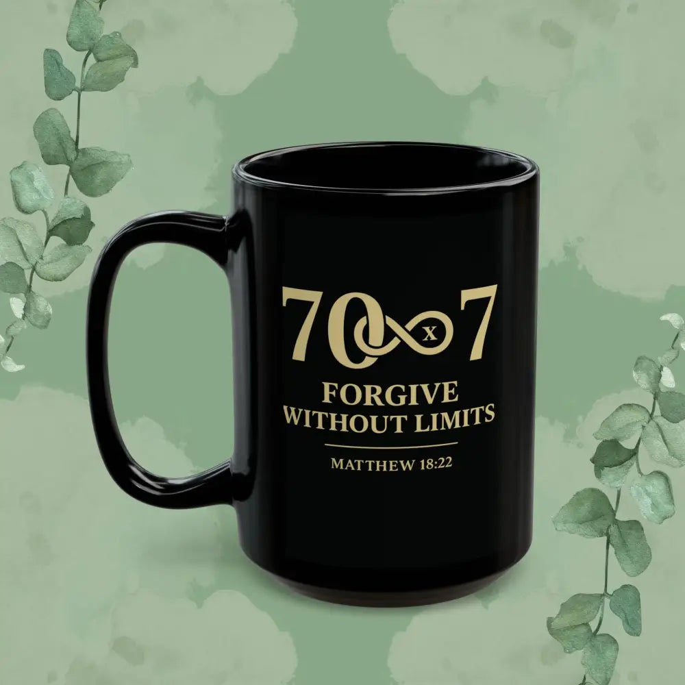 70×7 – Forgive Without Limits — Black Ceramic Mug - Mug
