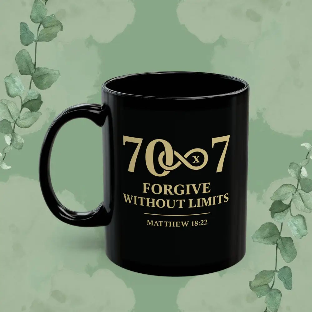 70×7 – Forgive Without Limits — Black Ceramic Mug - Mug