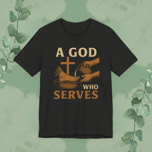 A God Who Serves Christian T-Shirt - Black Heather / S - T-Shirt
