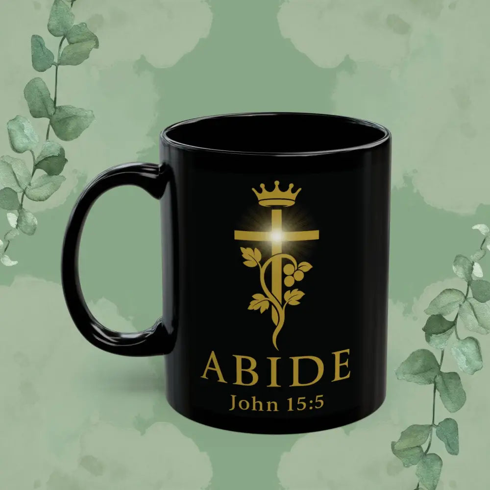 Abide – John 15:5 Black Glossy Mug - Mug