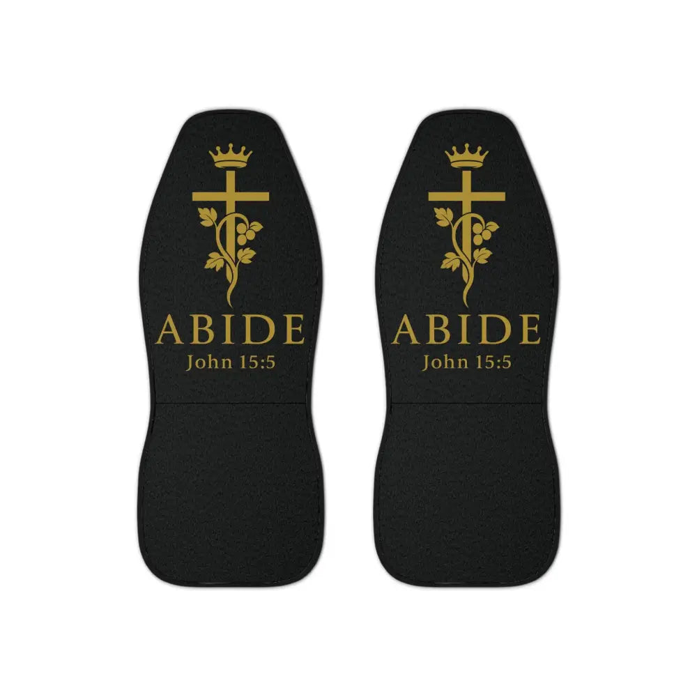 “Abide – John 15:5” Car Seat Covers – Christian Vine & Cross Design (Set of 2) - 48.03’’ × 18.50’’ / Black - All Over