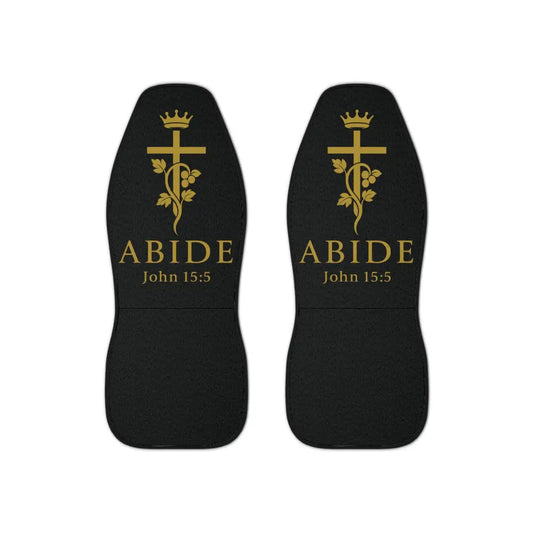 “Abide – John 15:5” Car Seat Covers – Christian Vine & Cross Design (Set of 2) - 48.03’’ × 18.50’’ / Black - All Over
