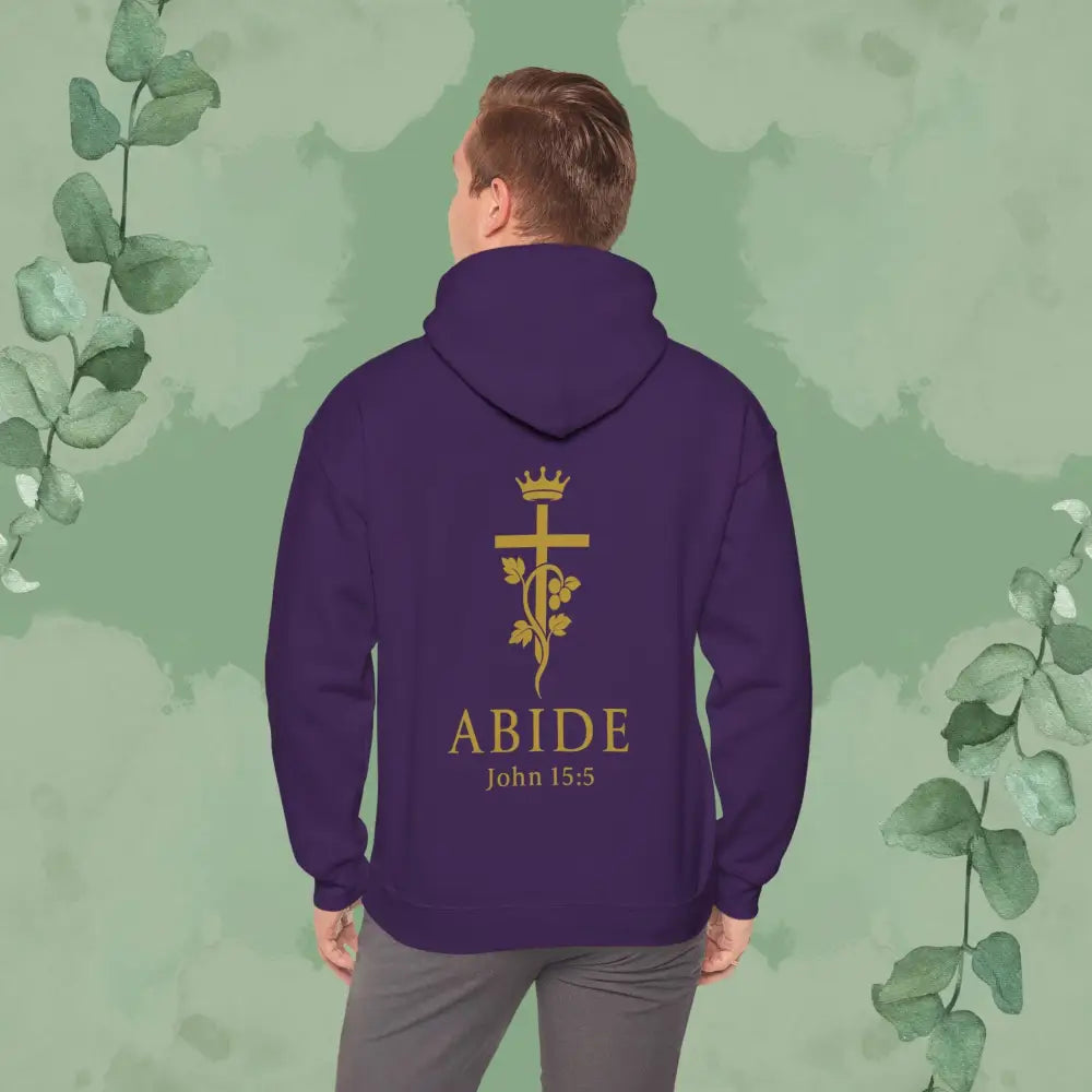 Abide – John 15:5 Christian Hoodie – Vine & Cross Design - Hoodie
