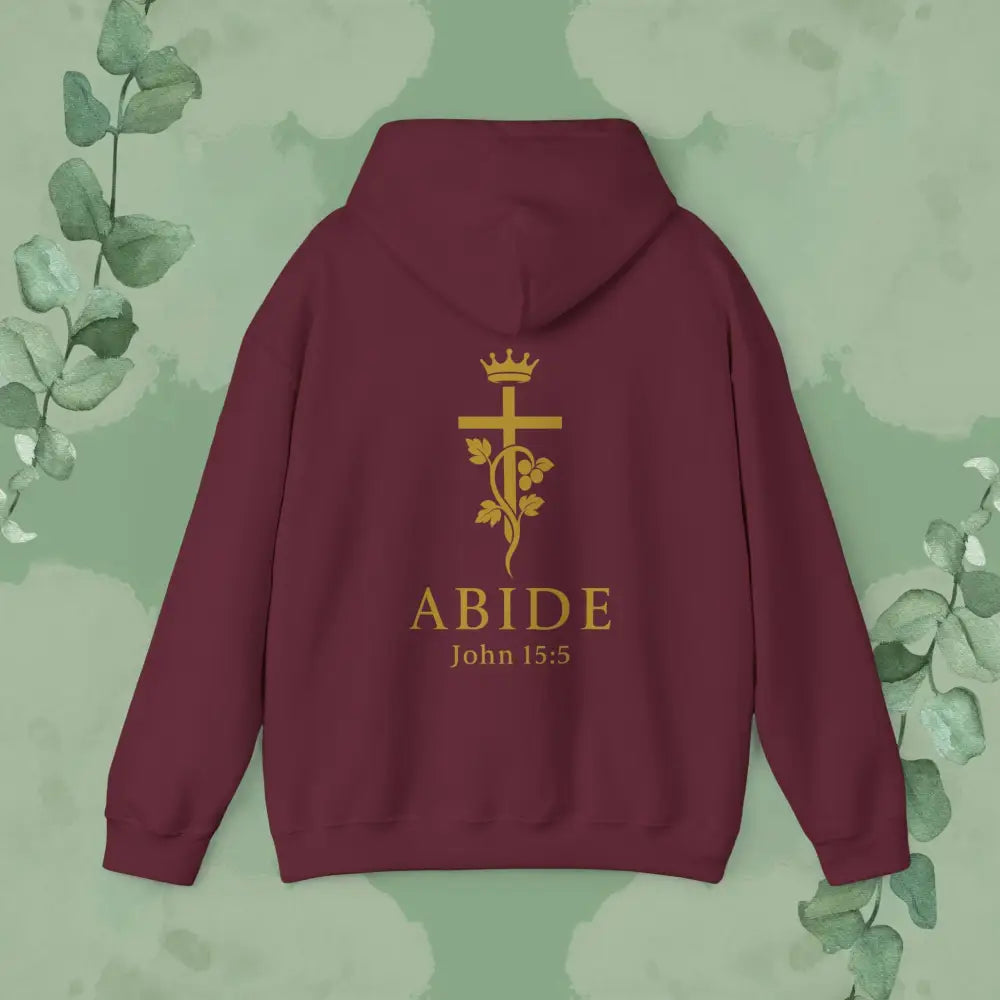 Abide – John 15:5 Christian Hoodie – Vine & Cross Design - Hoodie