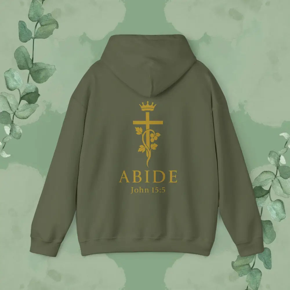 Abide – John 15:5 Christian Hoodie – Vine & Cross Design - Hoodie