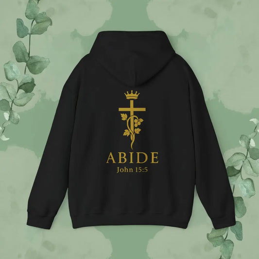 Abide – John 15:5 Christian Hoodie – Vine & Cross Design - Hoodie