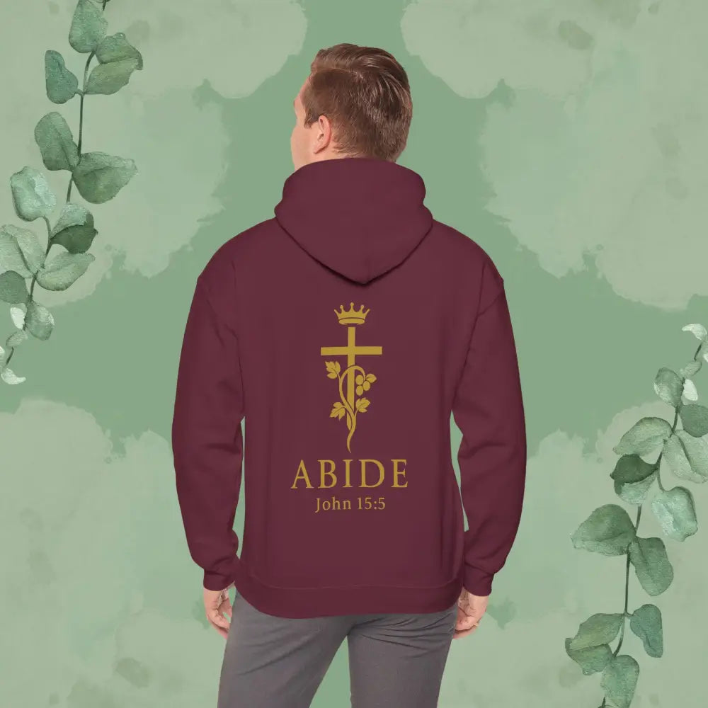 Abide – John 15:5 Christian Hoodie – Vine & Cross Design - Hoodie