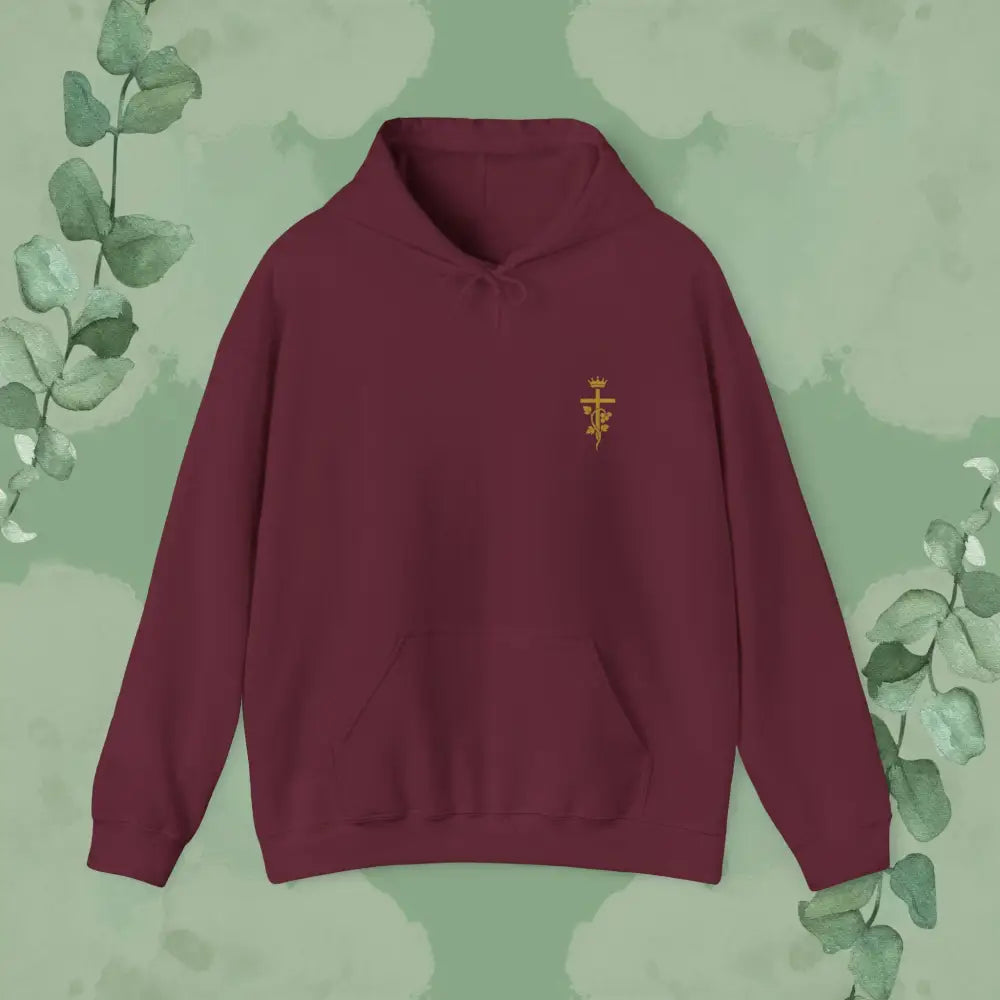Abide – John 15:5 Christian Hoodie – Vine & Cross Design - Maroon / S - Hoodie