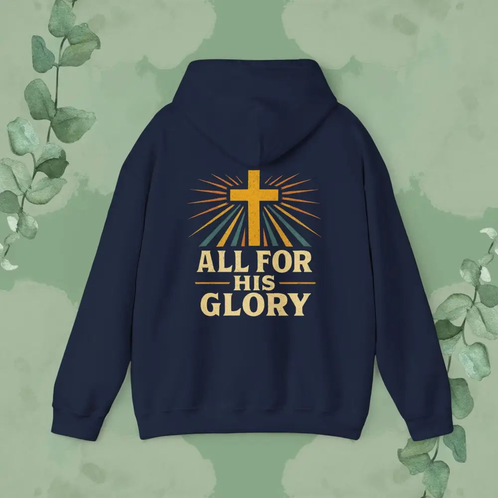 All For His Glory Christian Hoodie Navy / S Hoodie