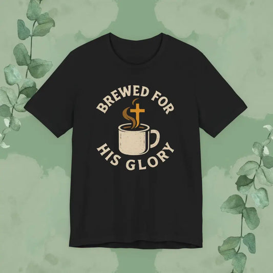 Brewed for His Glory Christian T Shirt Black