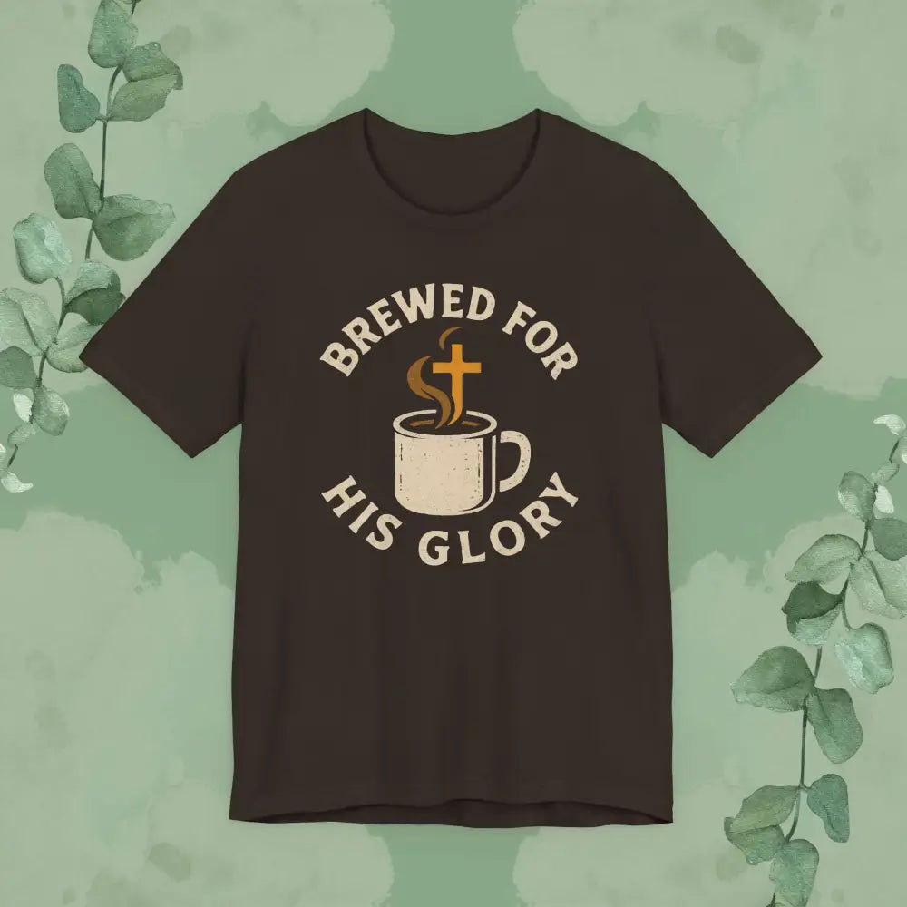 Brewed for His Glory Christian T Shirt Brown / S T Shirt