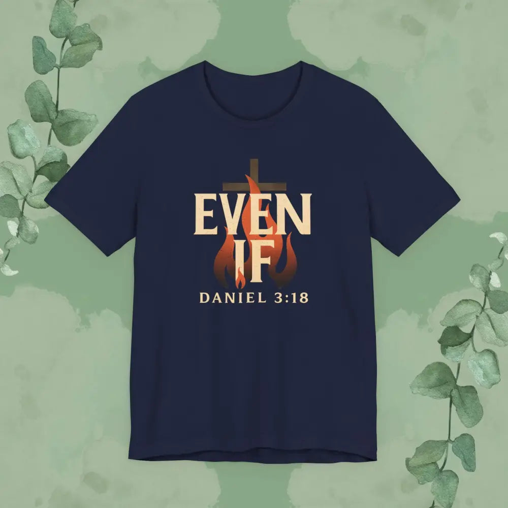 Even If – Daniel 3:18 Christian T Shirt | Faith Over Fear Tee | True Vine Design Navy / S T Shirt
