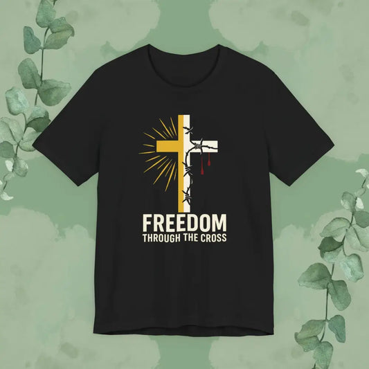 Freedom Through the Cross Christian T-Shirt (Black)