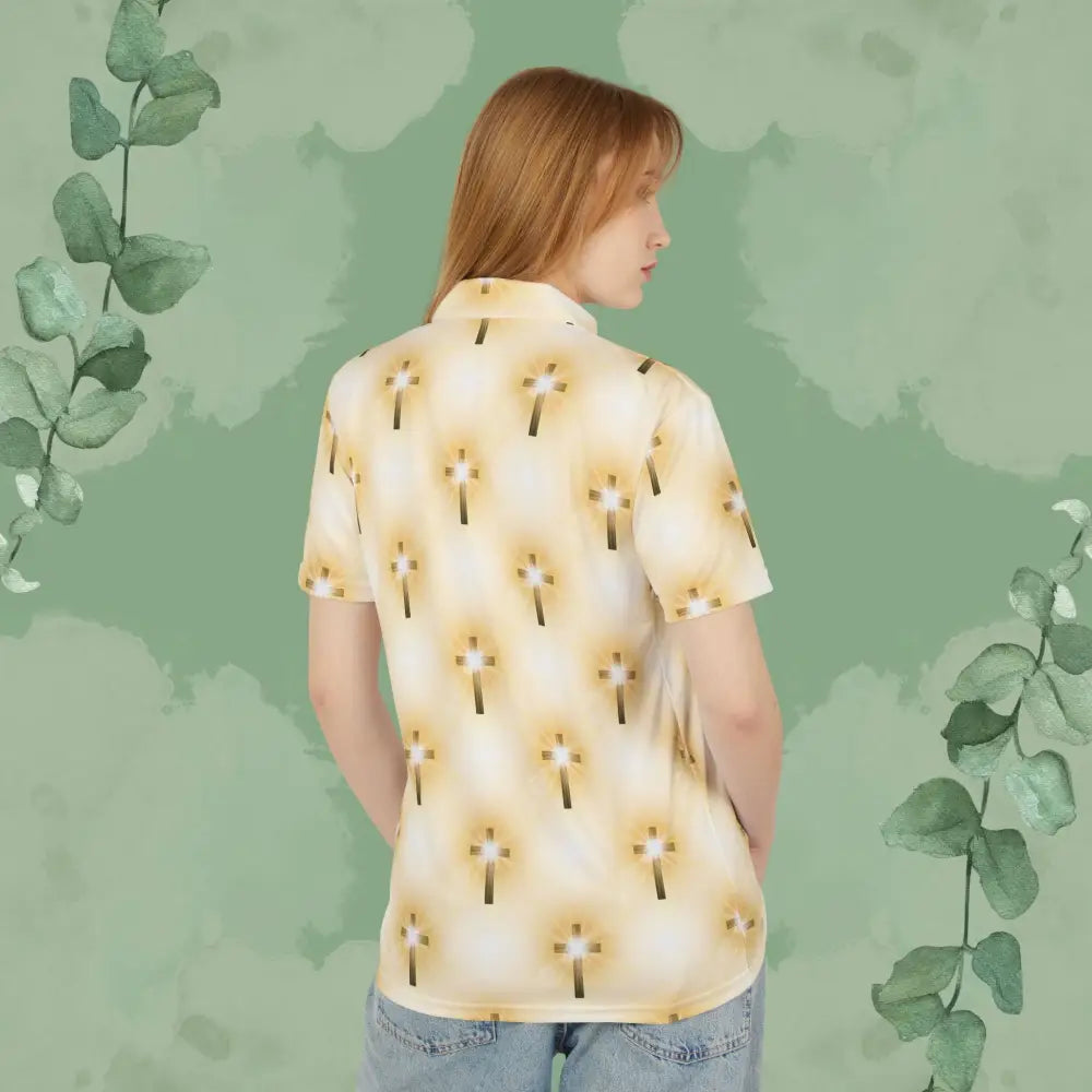 Glorious Cross All-Over Print Christian Polo Shirt – Radiant Faith Apparel - All Over Prints