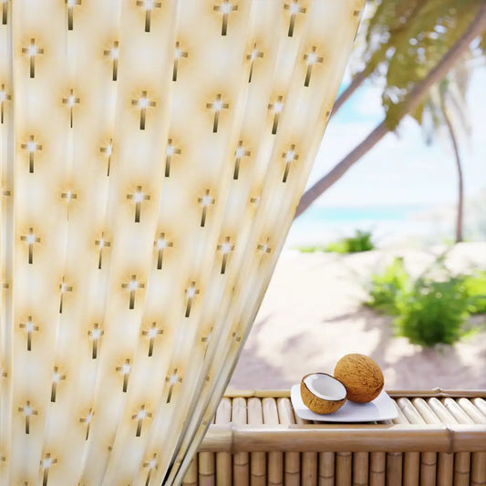 Glorious Cross Blackout Curtain – Elegant Christian Window Panel for Living Room Bedroom & Prayer Spaces - Blackout