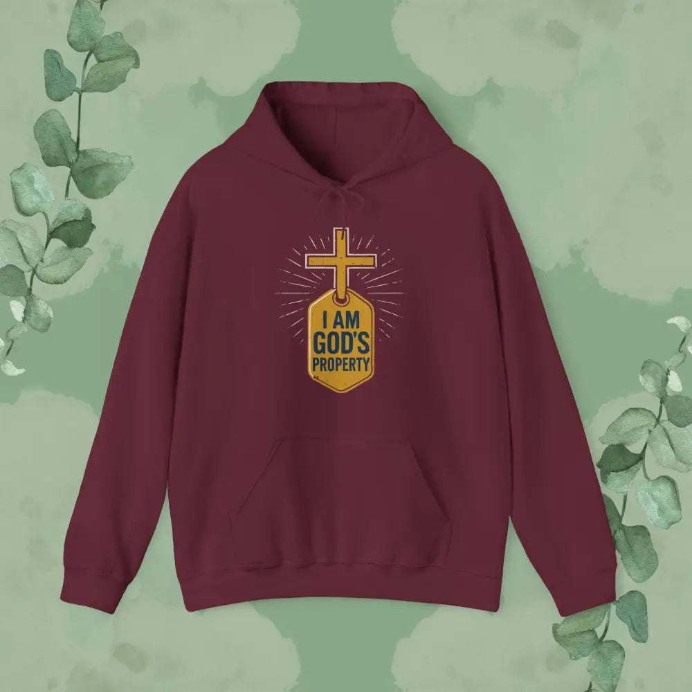 I Am God’s Property Christian Hoodie – Bold Faith Statement Sweatshirt - Maroon / S - Hoodie