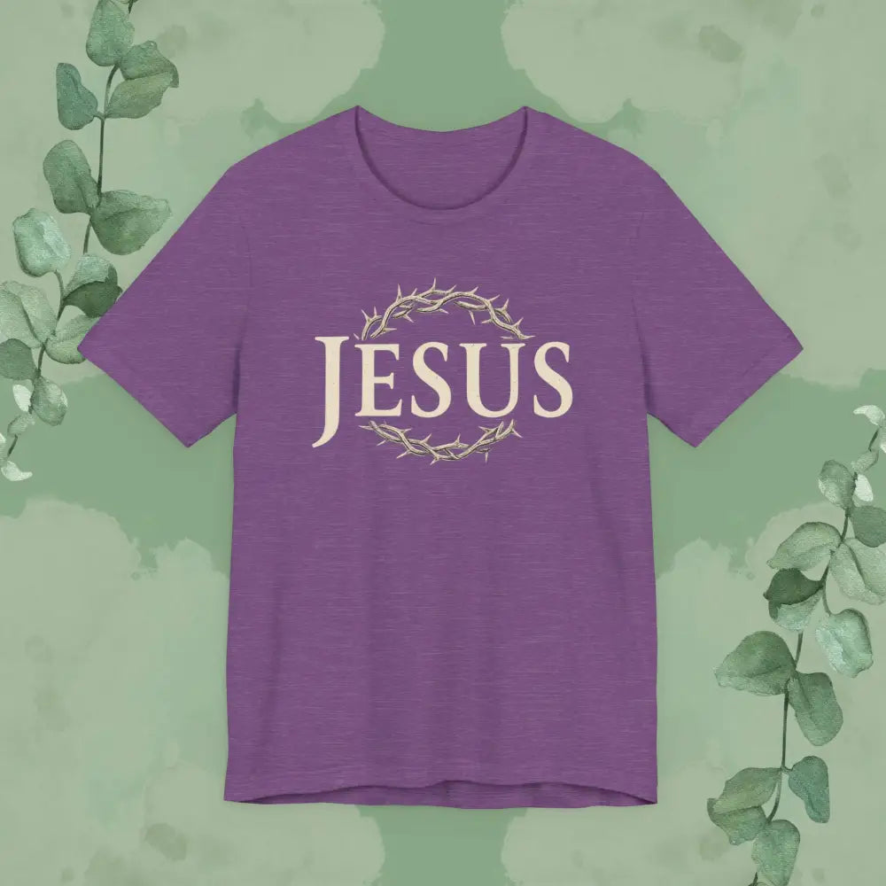 Jesus – Crown of Thorns Christian T Shirt | Faith Statement Tee | True Vine Design Heather Team Purple / S T Shirt