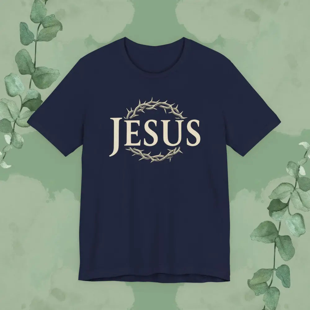 Jesus – Crown of Thorns Christian T Shirt | Faith Statement Tee | True Vine Design Navy / S T Shirt