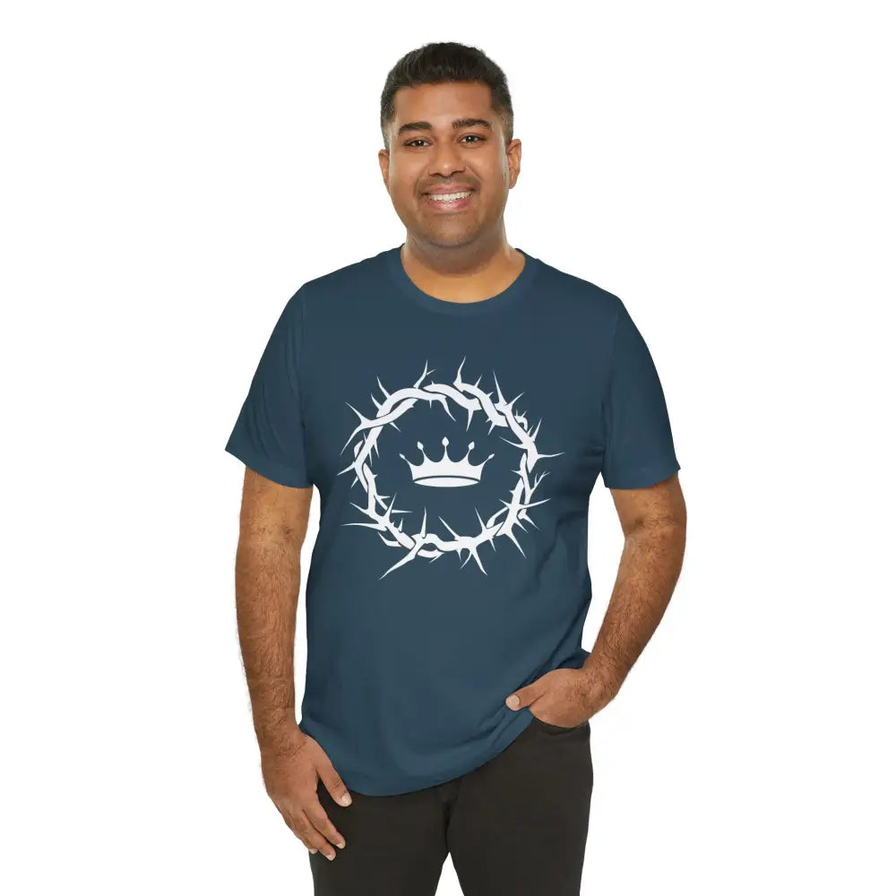 “Jesus Is King” Crown of Thorns T-Shirt – Bold Christian Minimalist Design - T-Shirt