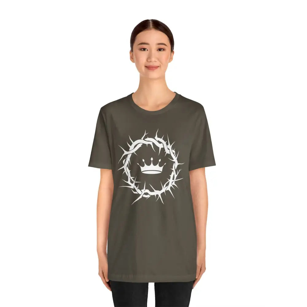 “Jesus Is King” Crown of Thorns T-Shirt – Bold Christian Minimalist Design - T-Shirt