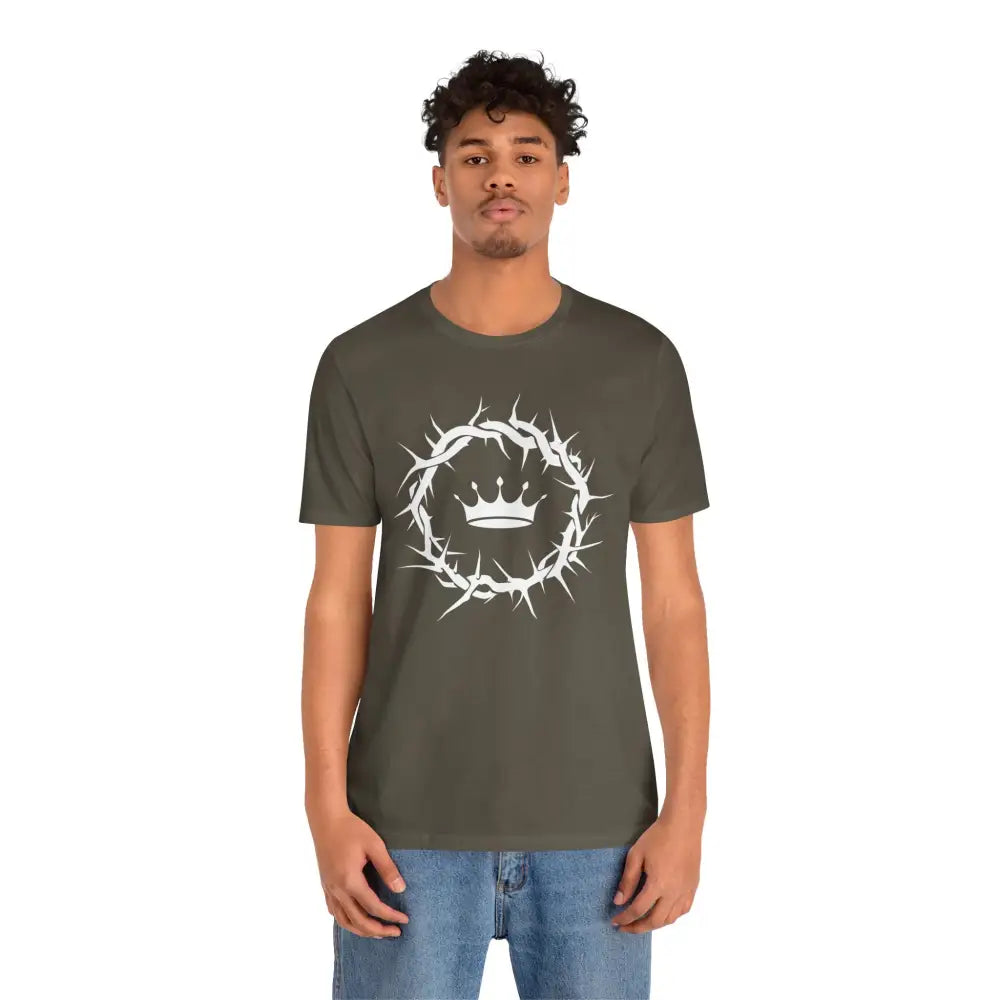 “Jesus Is King” Crown of Thorns T-Shirt – Bold Christian Minimalist Design - T-Shirt