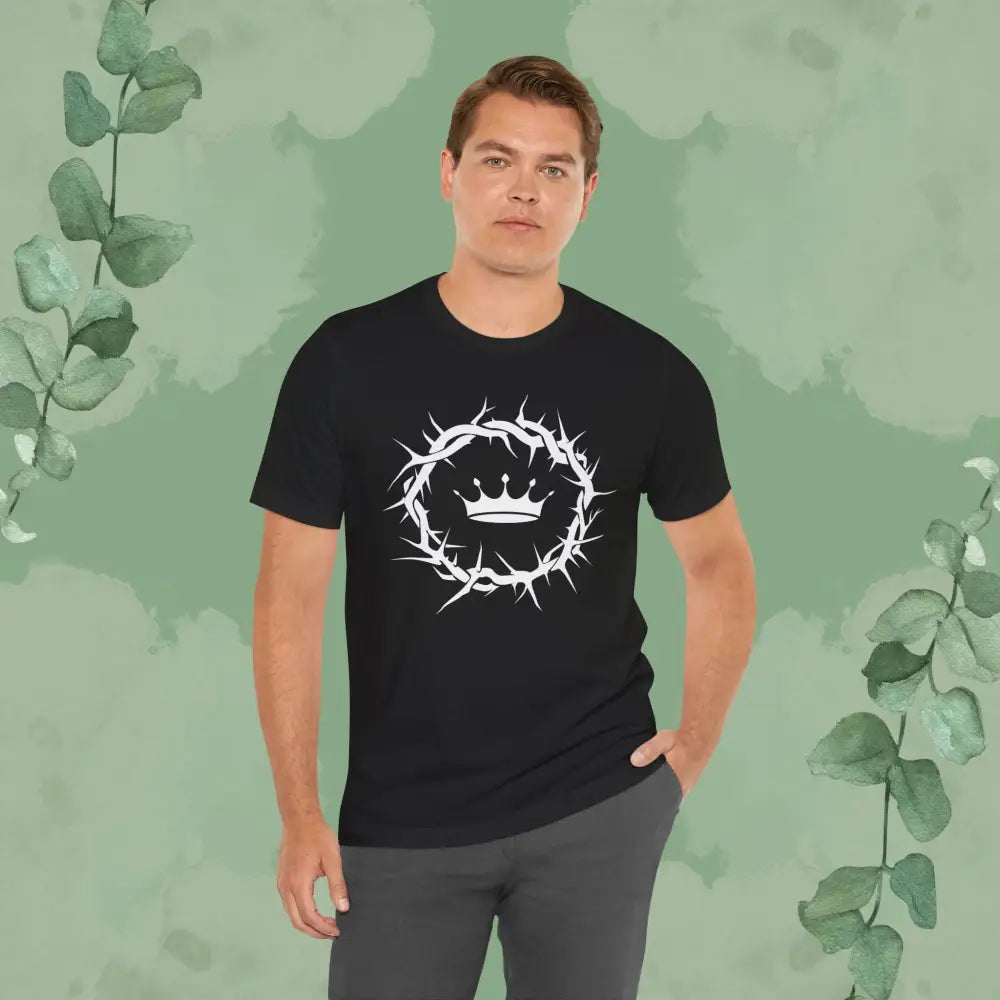 “Jesus Is King” Crown of Thorns T-Shirt – Bold Christian Minimalist Design - Black / XS - T-Shirt