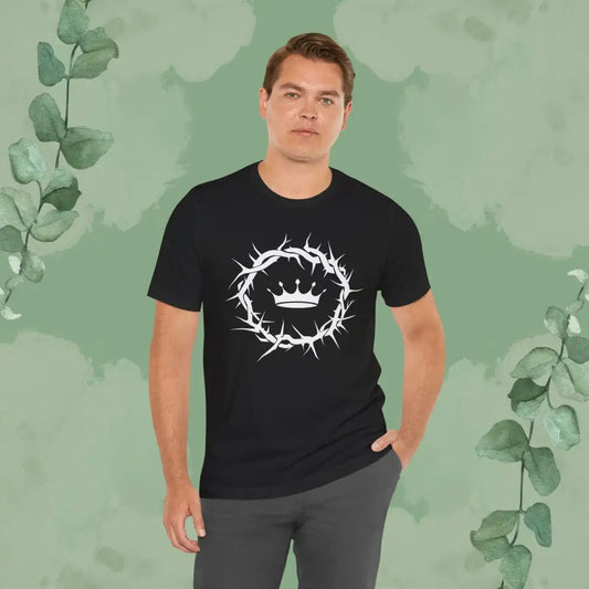 “Jesus Is King” Crown of Thorns T-Shirt – Bold Christian Minimalist Design - Black / XS - T-Shirt