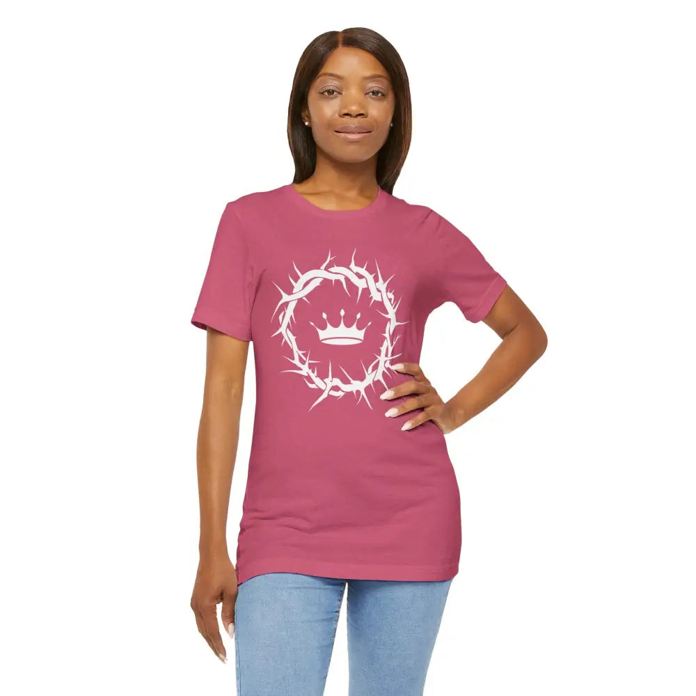 “Jesus Is King” Crown of Thorns T-Shirt – Bold Christian Minimalist Design - T-Shirt