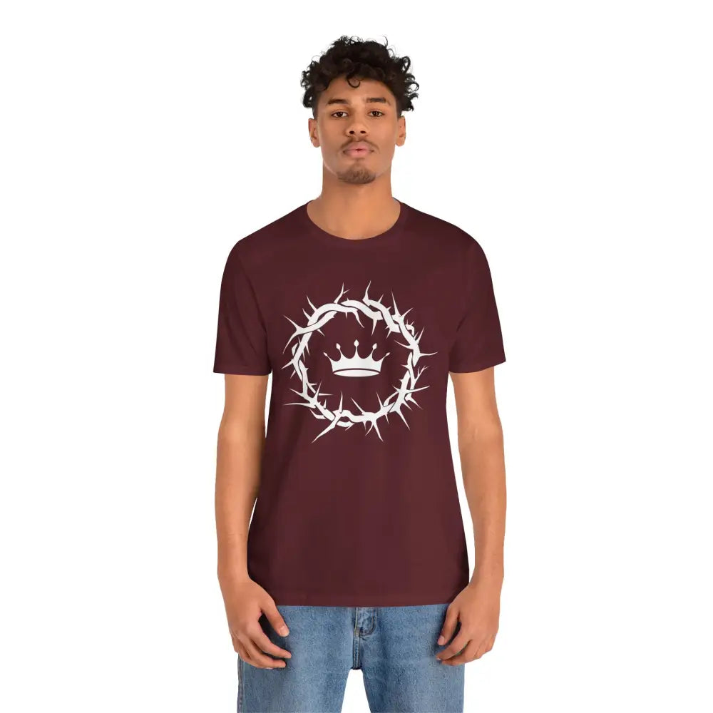 “Jesus Is King” Crown of Thorns T-Shirt – Bold Christian Minimalist Design - T-Shirt
