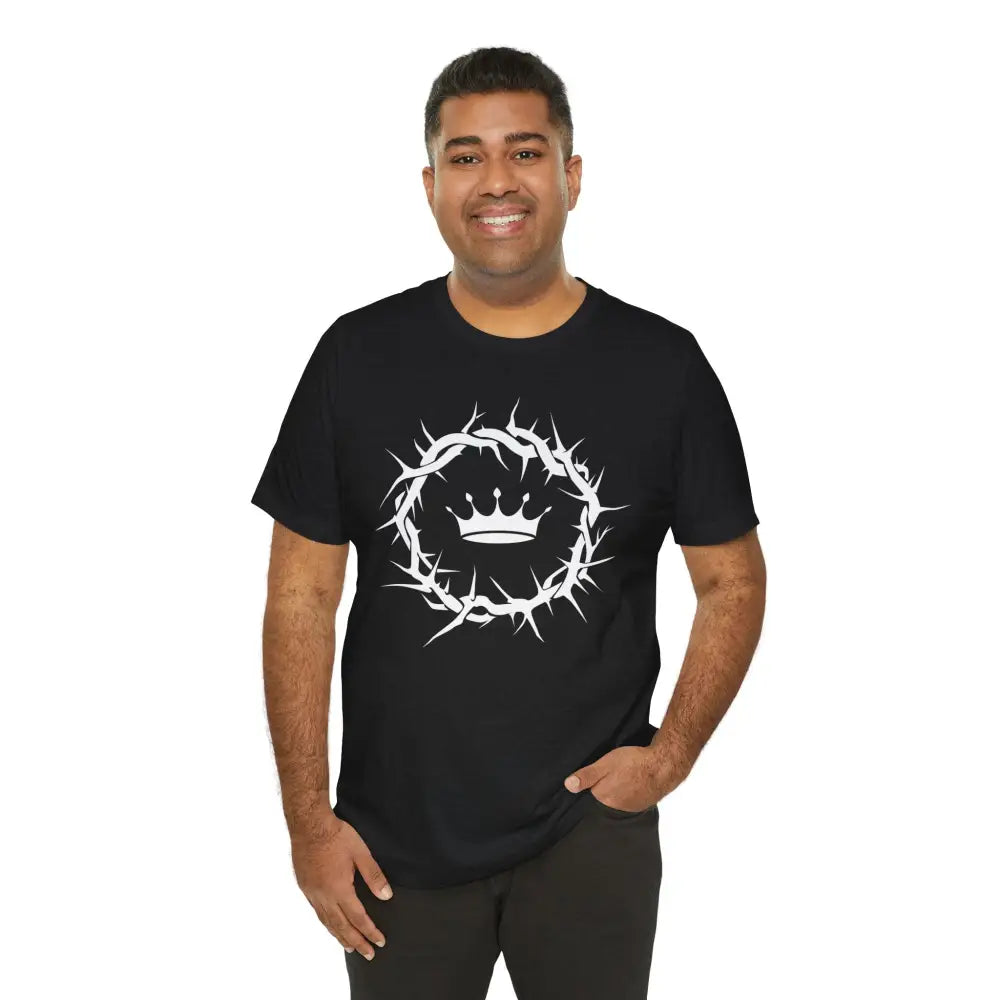 “Jesus Is King” Crown of Thorns T-Shirt – Bold Christian Minimalist Design - T-Shirt