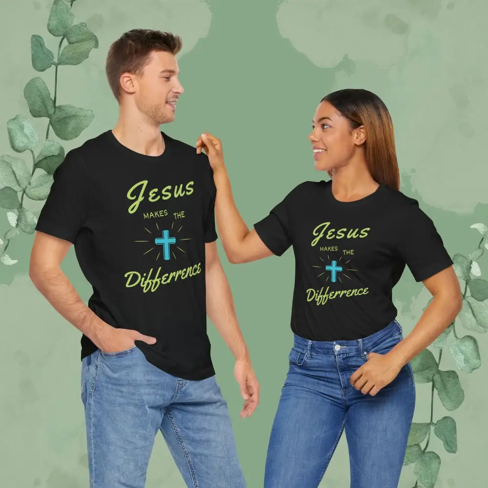Jesus Makes The Difference – Christian T-Shirt (Unisex Faith-Based Tee) - Black / XS - T-Shirt