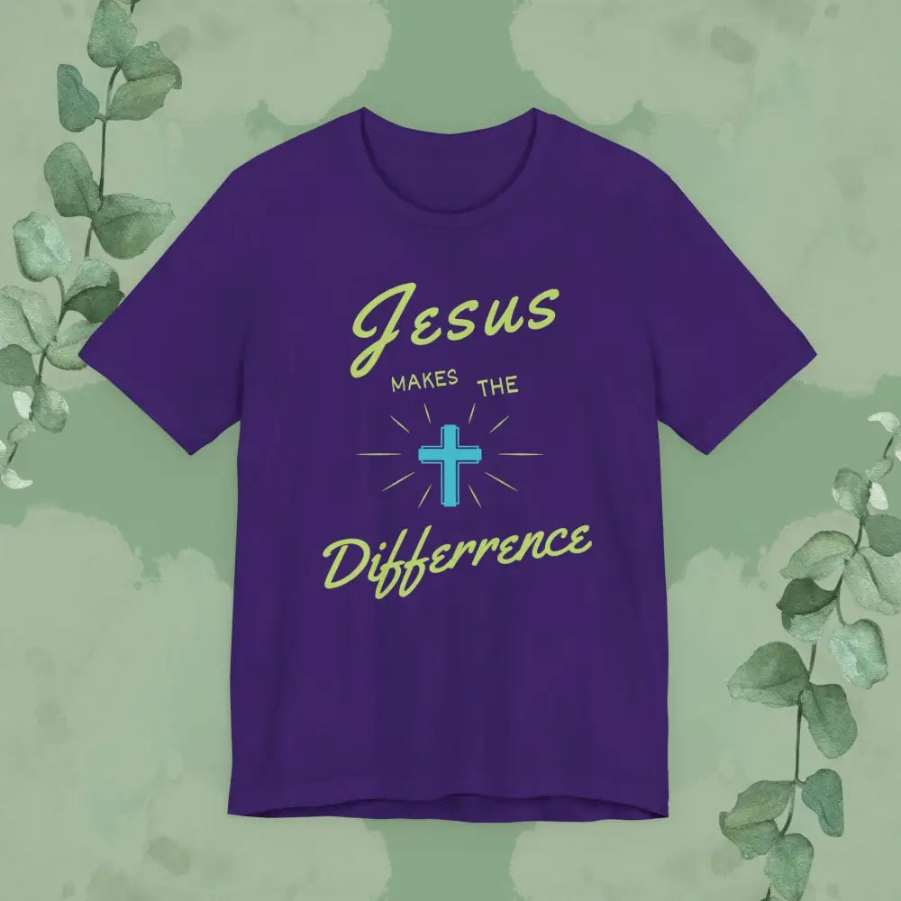 Jesus Makes The Difference – Christian T-Shirt (Unisex Faith-Based Tee) - Team Purple / XS - T-Shirt