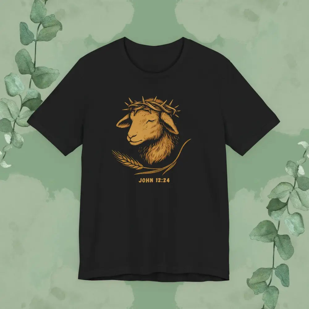 ’John 12:24 Lamb of God’ Christian T-Shirt - Black / S - T-Shirt