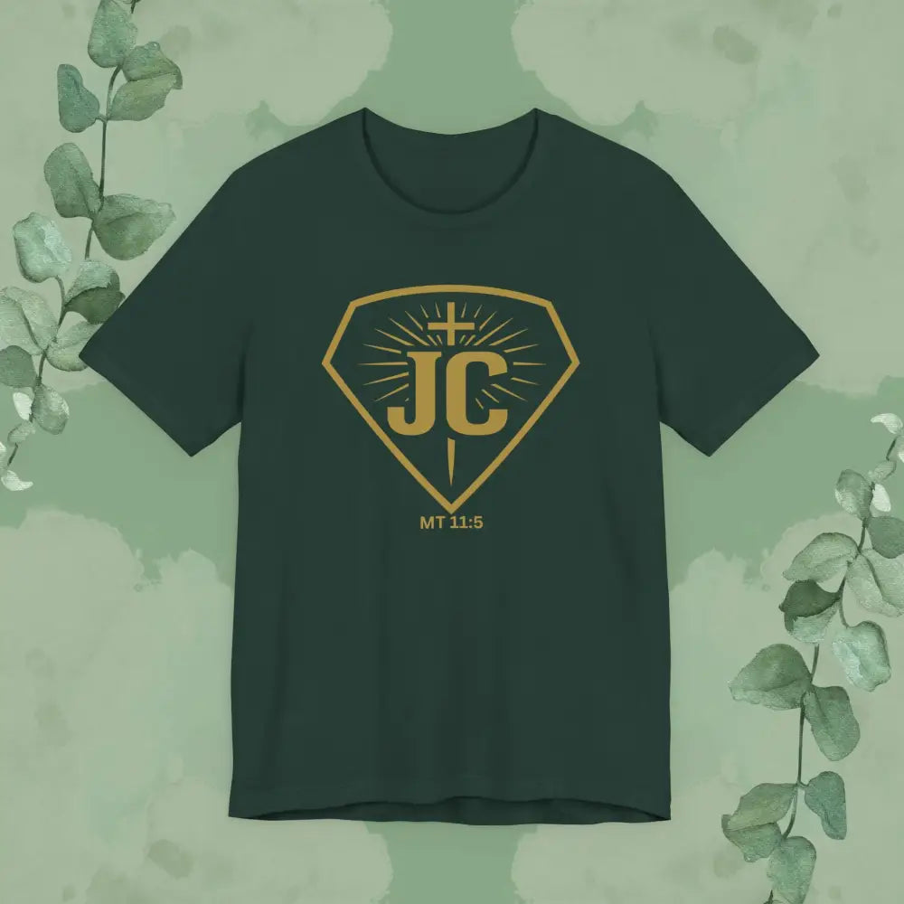 Miracle Man – JC Emblem Tee (Matthew 11:5) - Forest / XS - T-Shirt