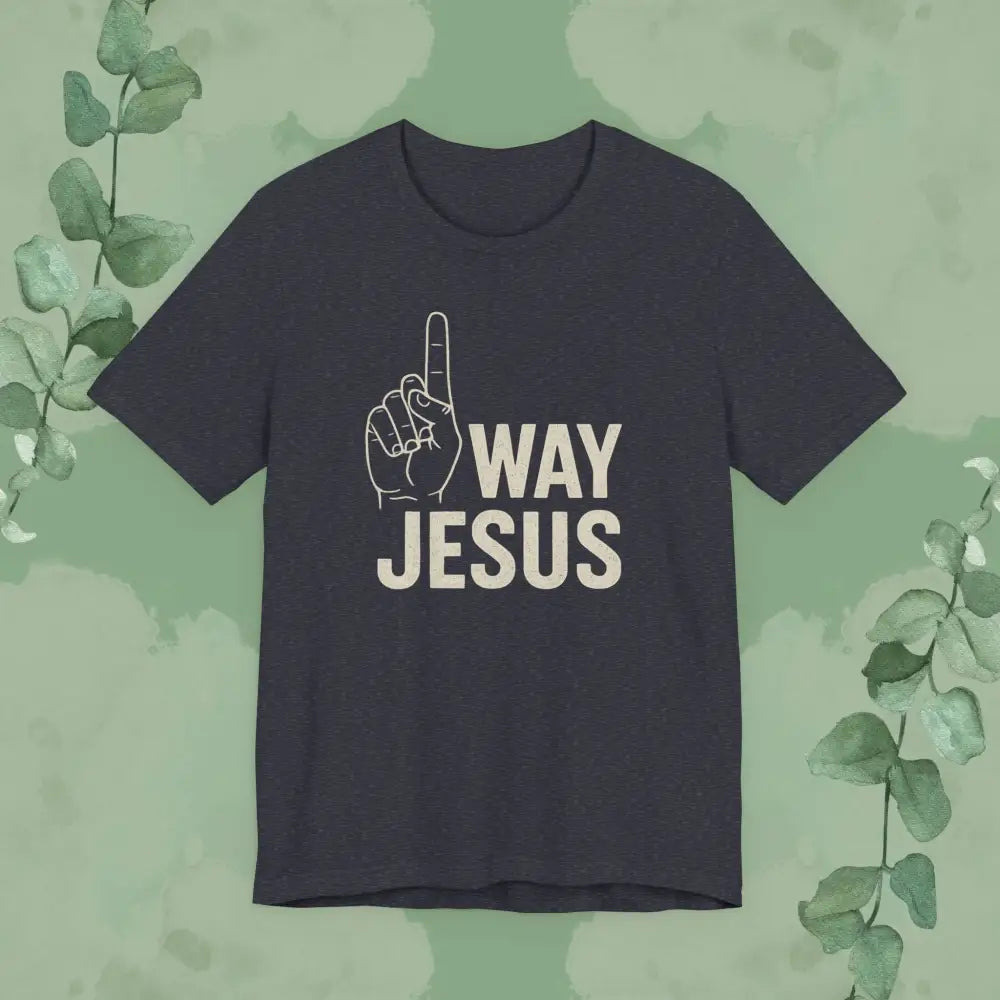One Way Jesus T-Shirt - Heather Navy / S - T-Shirt
