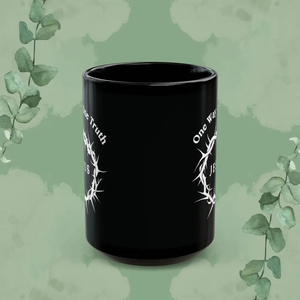 One Way – One Truth – Jesus Mug (Crown of Thorns Christian Coffee Cup) - 15oz - Mug