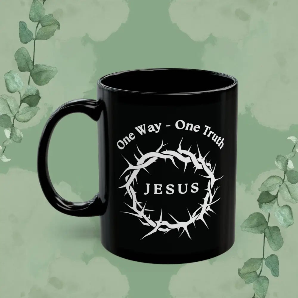 One Way – One Truth – Jesus Mug (Crown of Thorns Christian Coffee Cup) - Mug