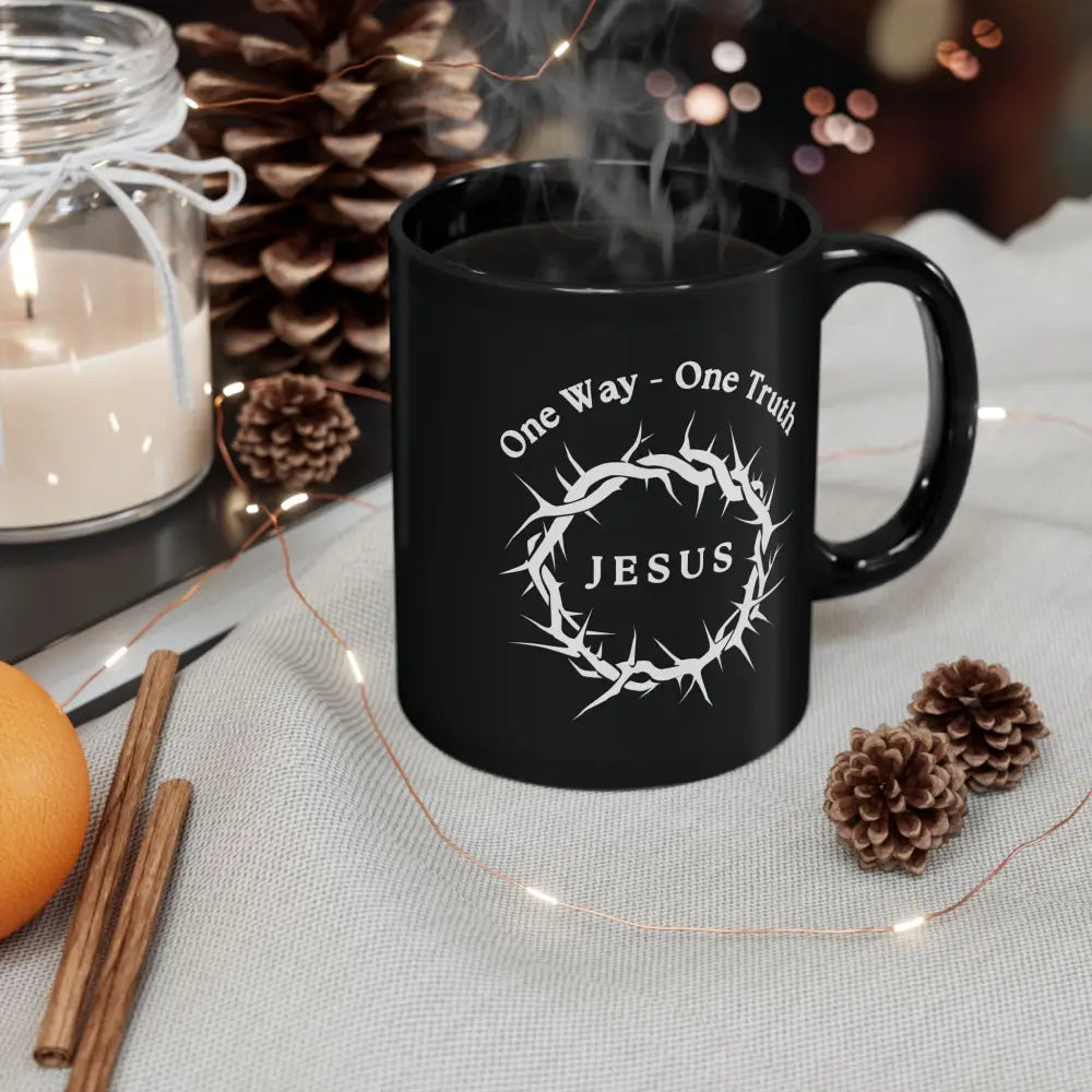 One Way – One Truth – Jesus Mug (Crown of Thorns Christian Coffee Cup) - Mug