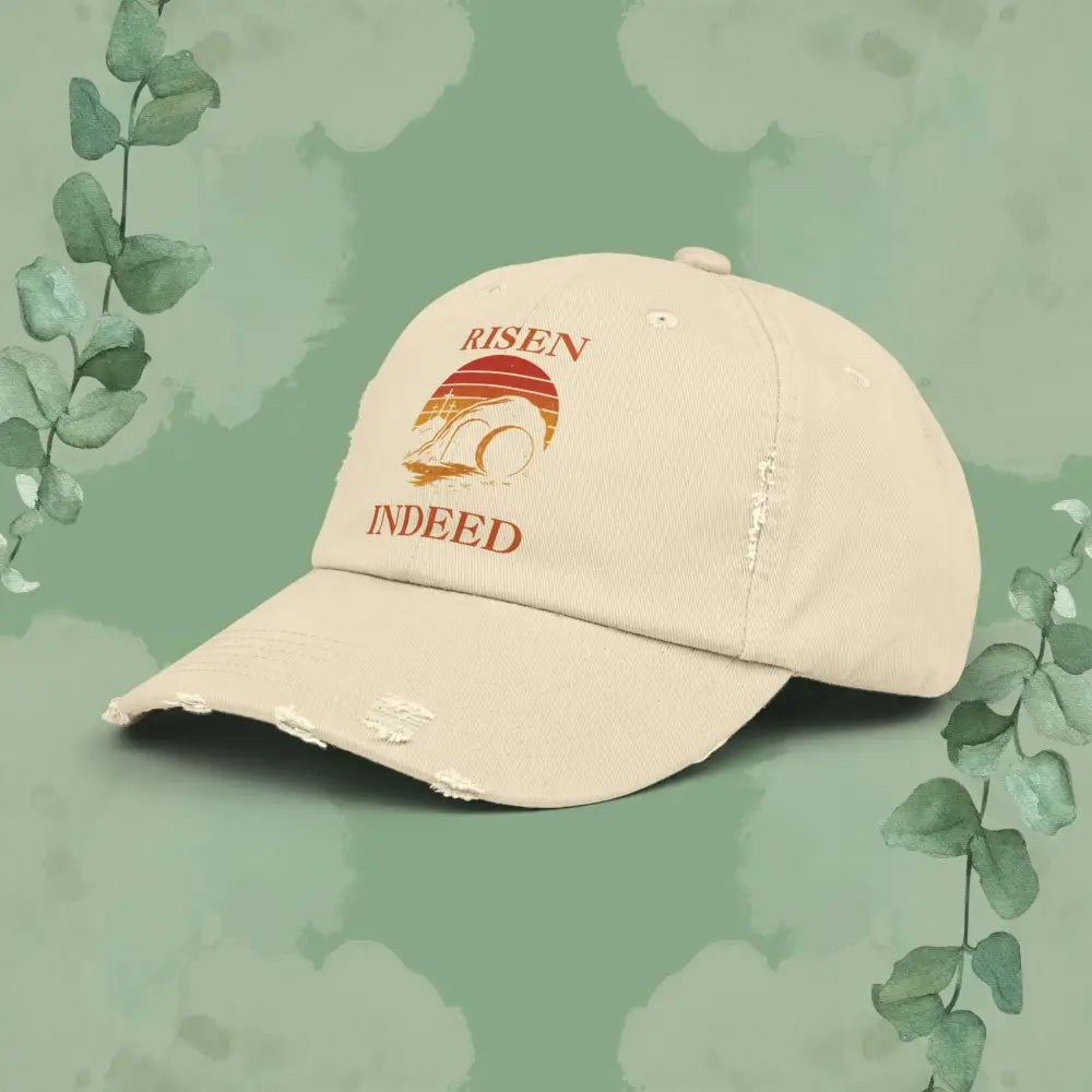Risen Indeed – Vintage-Style Distressed Christian Cap - Hats