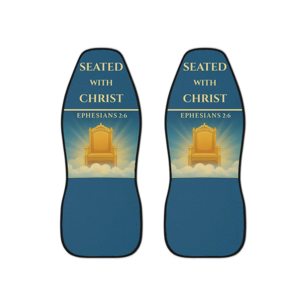 Seated With Christ – Ephesians 2:6 Christian Car Seat Covers (Set of 2) - 48.03’’ × 18.50’’ / Black - All Over Prints