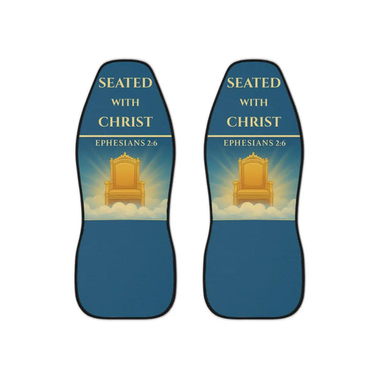 Seated With Christ – Ephesians 2:6 Christian Car Seat Covers (Set of 2) - 48.03’’ × 18.50’’ / Black - All Over Prints