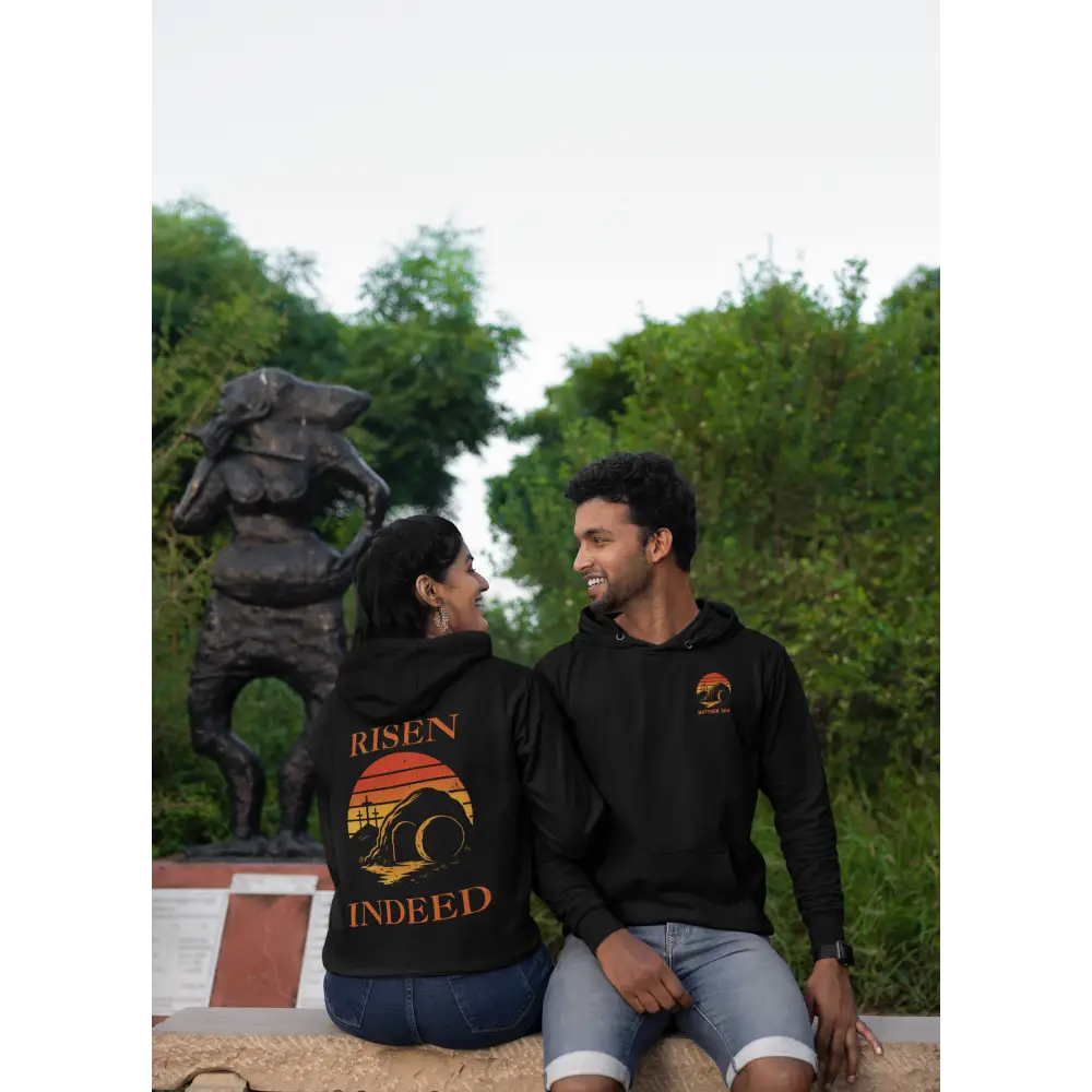 Sunset Risen Indeed Hoodie Unisex Sweatshirt Perfect for Easter Christian Gift Cozy Fashion Faith-Based Apparel - Hoodie