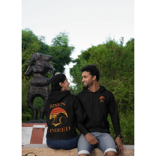 Sunset Risen Indeed Hoodie Unisex Sweatshirt Perfect for Easter Christian Gift Cozy Fashion Faith-Based Apparel - Hoodie