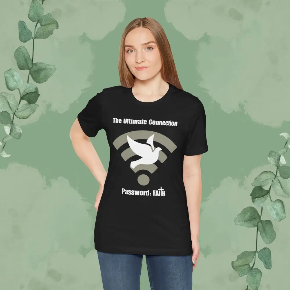 “The Ultimate Connection – Password: FAITH” Christian T Shirt – Bold Tech Inspired Faith Statement T Shirt